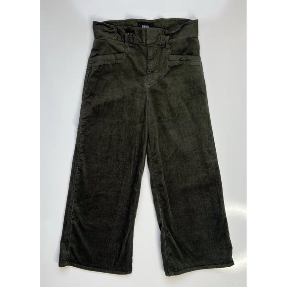PAIGE Pants - PAIGE Sutton Crop Wide Leg Green Velvet Corduroy Culotte Paperbag Waist / 25
